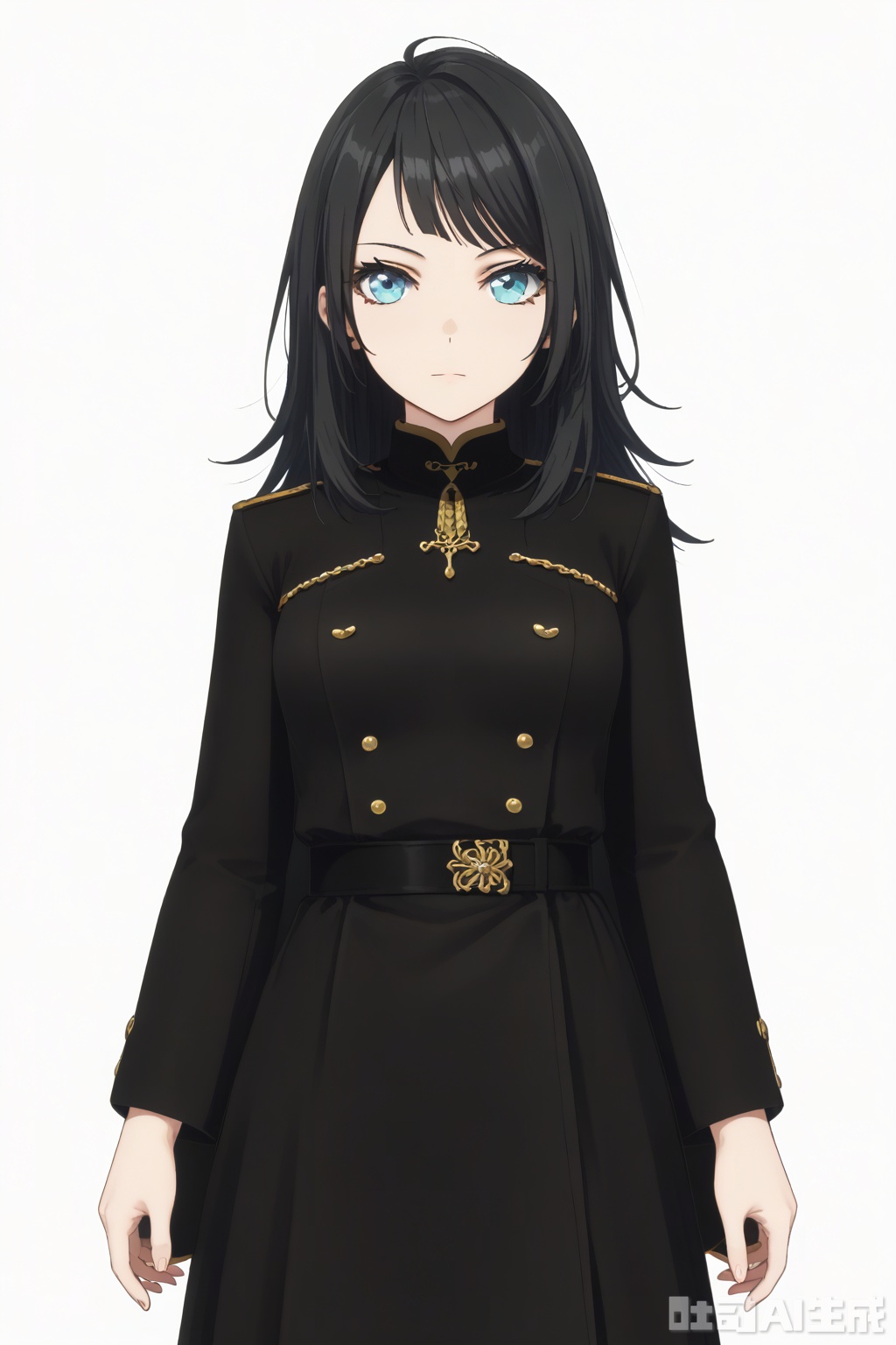 masterpiece, best quality,solo,((white background:1.2)),simple background,
looking at viewer,umirin,black hair,blue eyes