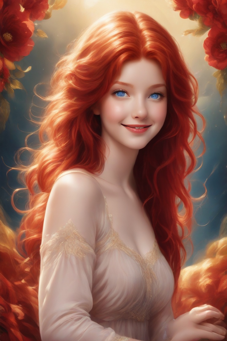 Conrad Rosset's whimsical portrait of a 17-year-old redhead: A bright-eyed beauty with a captivating smile and sparkling b...