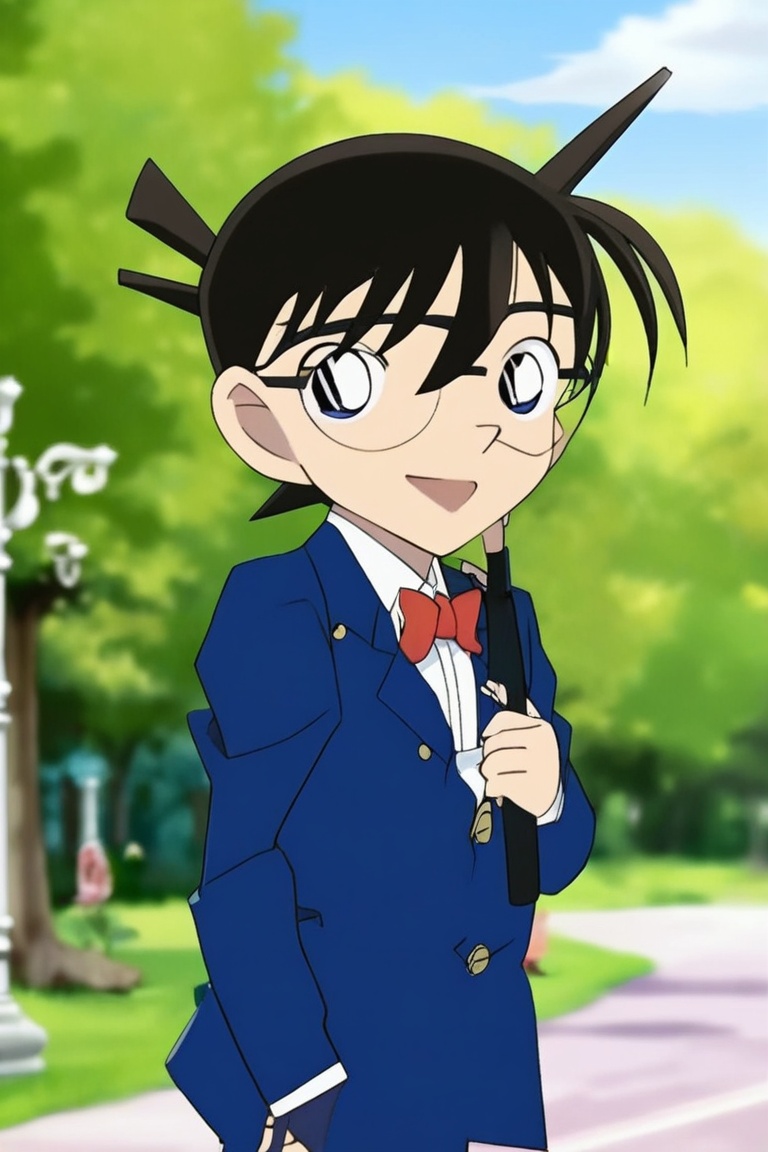 Detective conan,  is walking on a park,  anime on Tensor.Art
