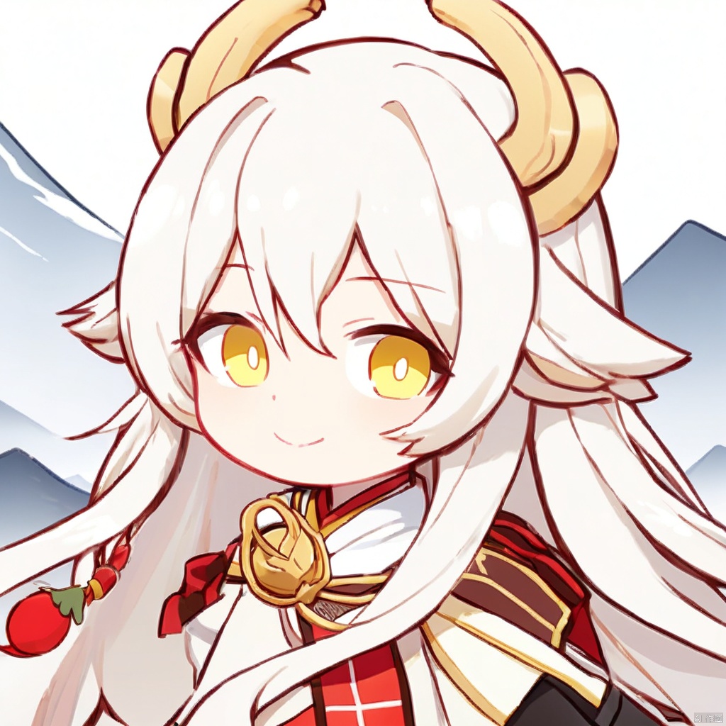 bm tol,ask \(askzy\),(mountain han:2),kidmo,applepie \(12711019\),minimalism,close-up,looking at viewer,1girl,solo,eyeshadow,crossed bangs,ahoge,very long hair,yellow eyes,curly hair,(white hair:1.5),pensive,sad smile,pointy ears,White dense eyelashes,Exquisite clothing,white Chinese clothes,(white hanfu:1.1),yellow belt,sleeves past fingers,yellow Marginal decoration,white long boots,wheat field,mountain,