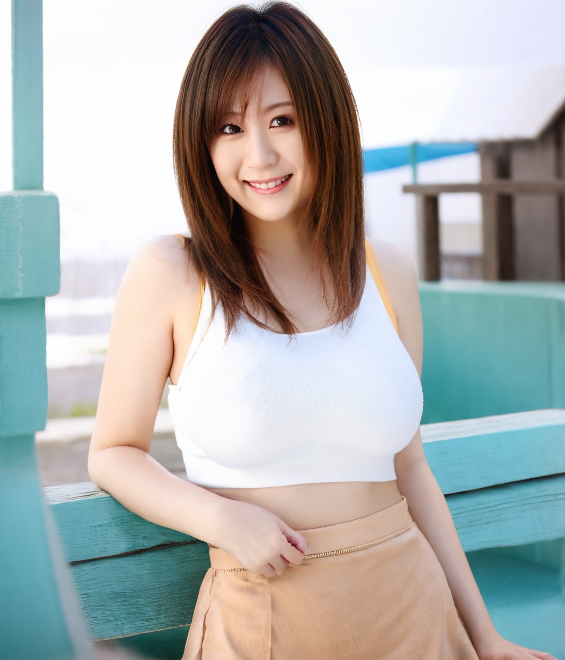 (light brown hair),  Ultra mini skirt,  Looking at Viewer on Tensor.Art
