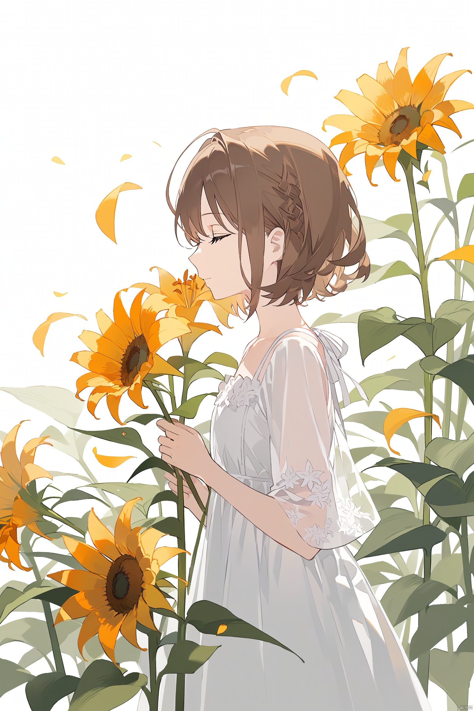 1girl,  brown_hair,  closed_eyes by 叫我浅笑大人就好了 on Tensor.Art