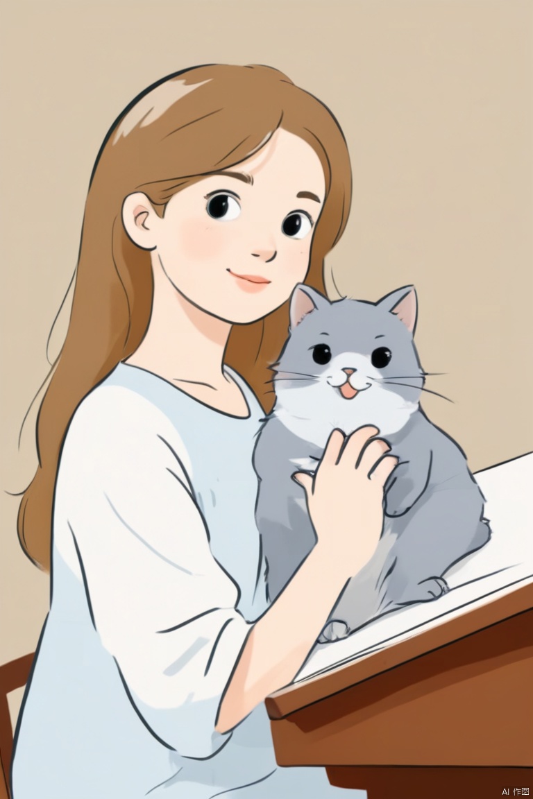 1girl,line art,with a cat,

(masterpiece:1.5),（Cartoon characters：1.05）