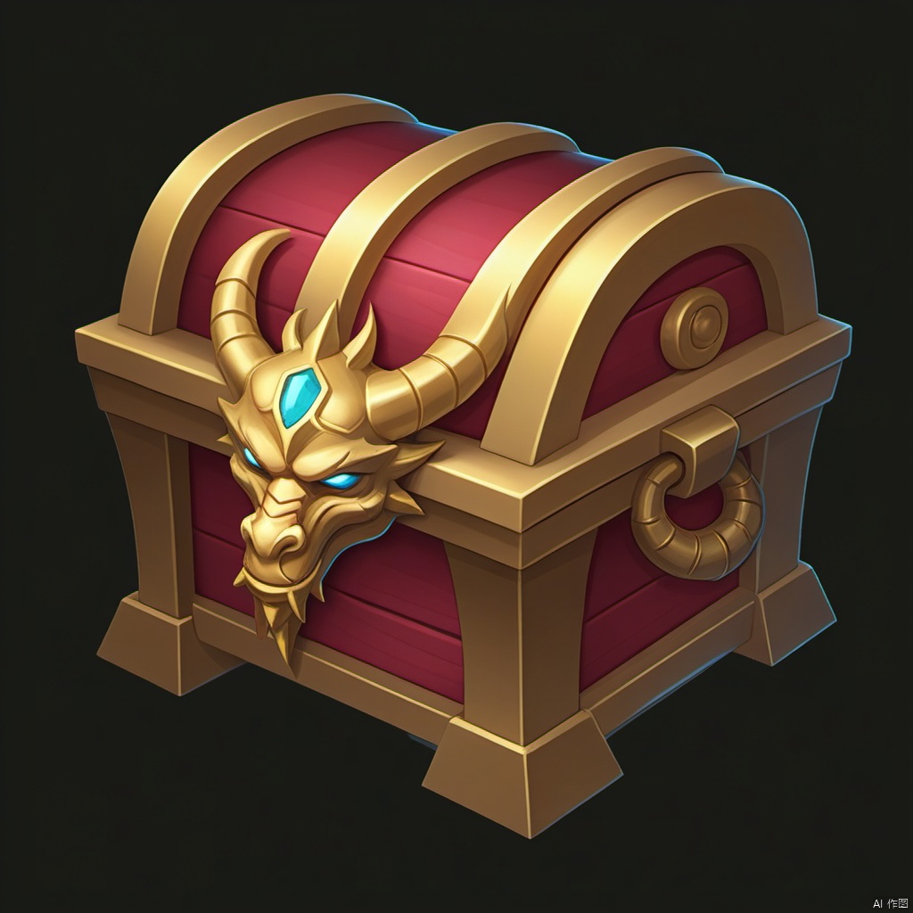 Game props. A beautiful dragon's head treasure chest, fantastic design
