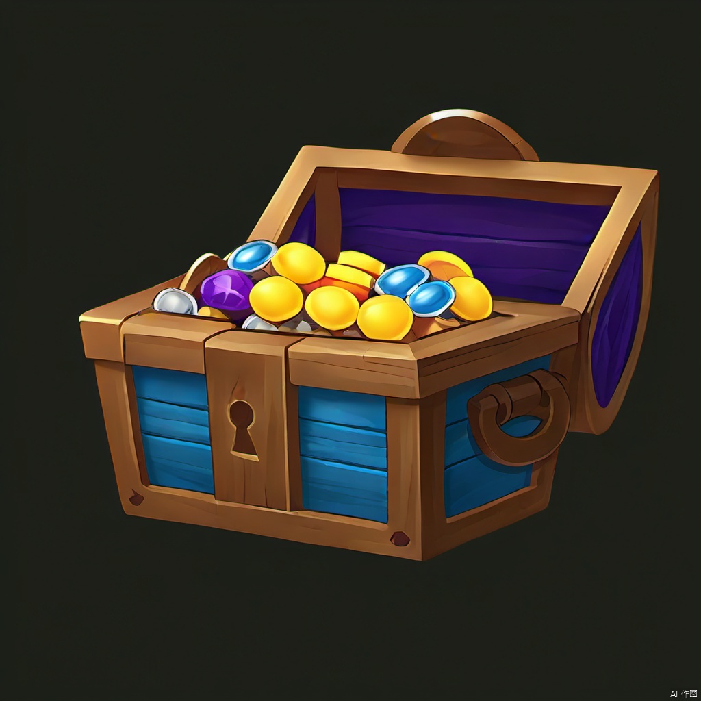 Game props. A fine blue and purple treasure chest.