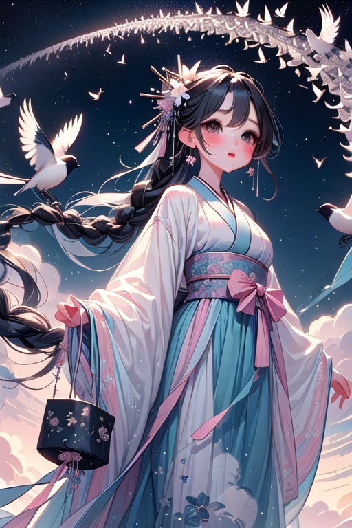 ((magpie bridge)),  ((birds flock)),  tanabata on Tensor.Art