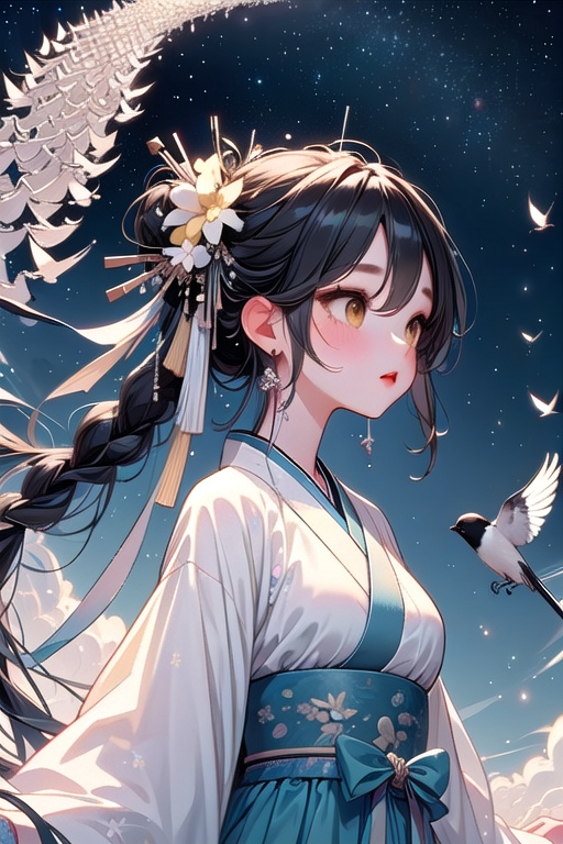 ((magpie bridge)),  ((birds flock)),  ((tanabata)) on Tensor.Art
