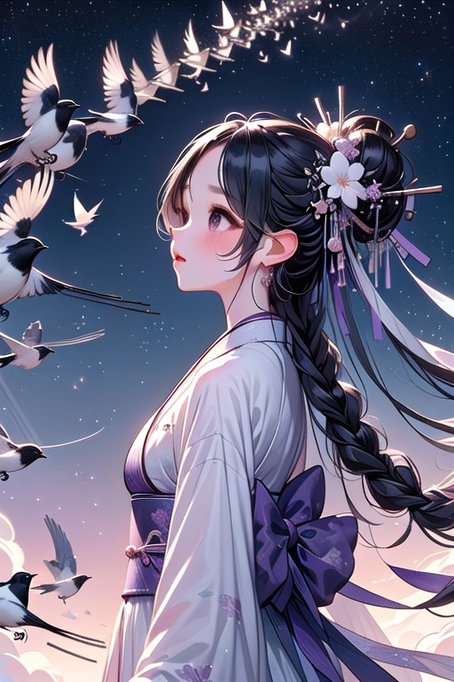 ((magpie bridge)),  ((birds flock)),  ((tanabata)) on Tensor.Art
