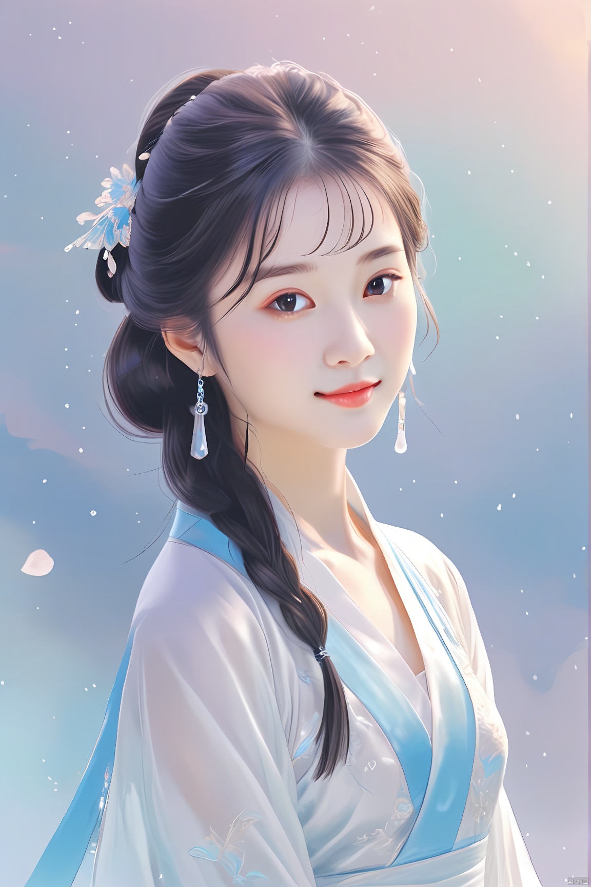 1girl,looking at viewer,long hair,upper body,long hair,solo,smile,(best quality), ((masterpiece)), (an extremely delicate and beautiful), original, extremely detailed wallpaper, glasscandypaper