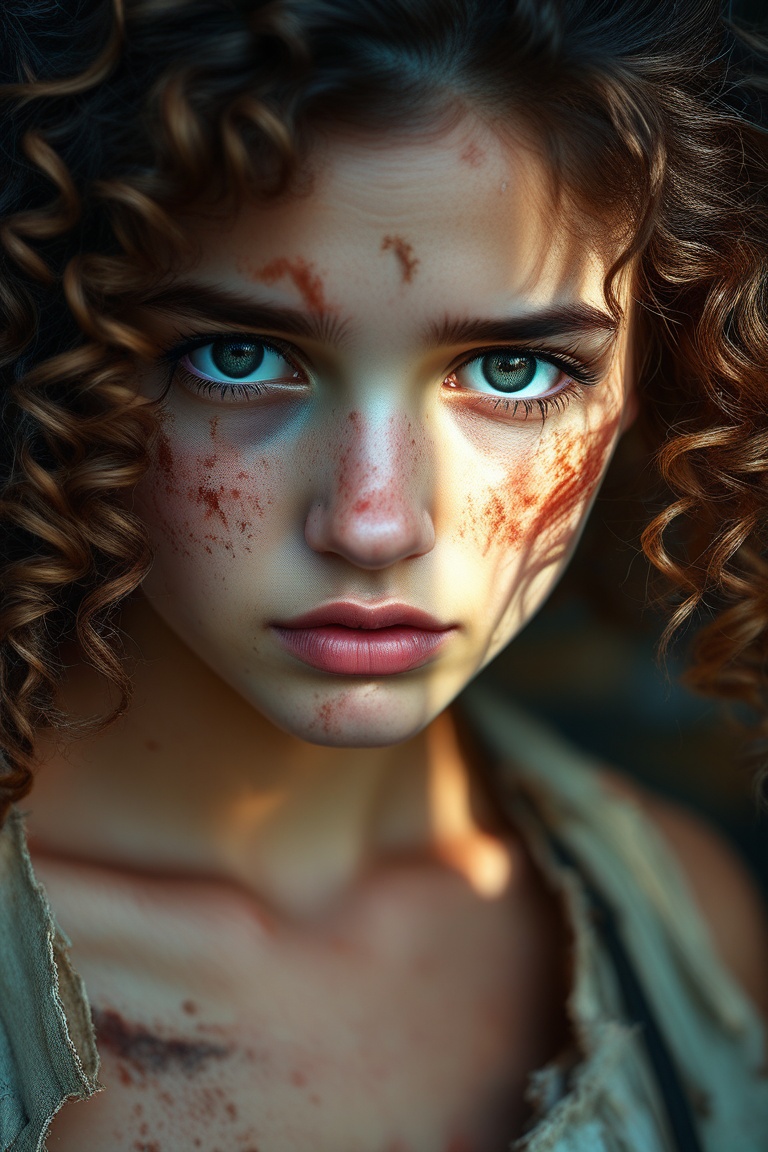 Ultra Realistic,  Fujifilm XT3. Beautiful Eyes,  Messy Curly Brown Hair on Tensor.Art