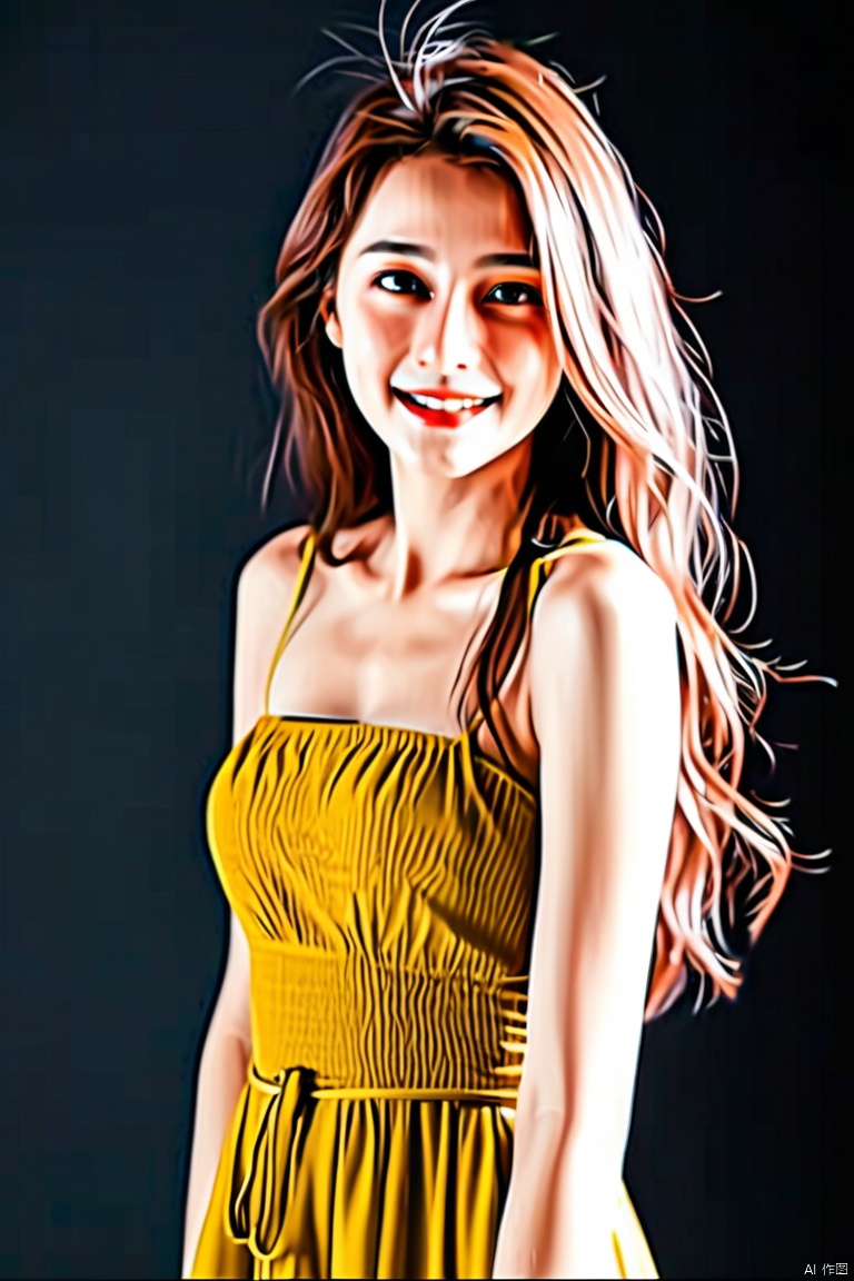 best quality, masterpiece, realistic,,Real photography photos,,kind smile,looking_at_viewer,Dynamic pose, 1girl,eluosi,dress