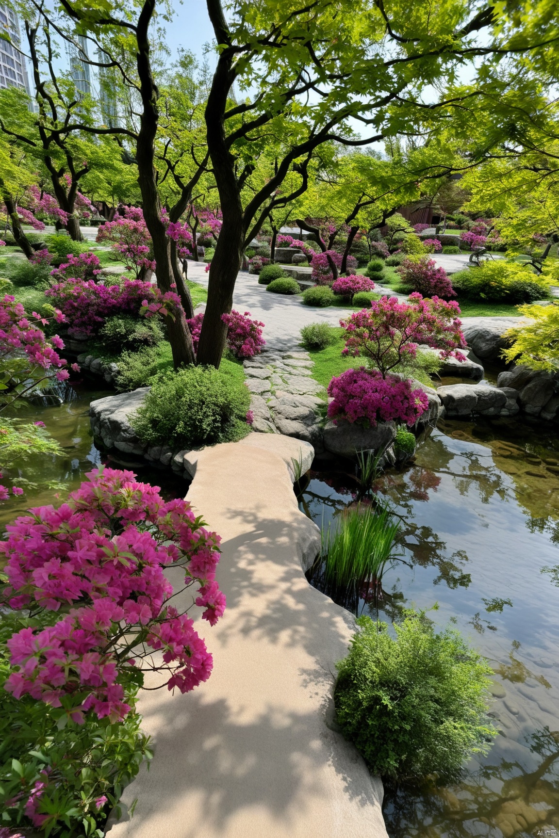azalea,maple, beside the pool, (Natural landscape: 1.05)