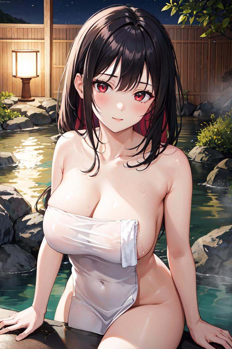 1girl,  black hair,  red eyes on Tensor.Art