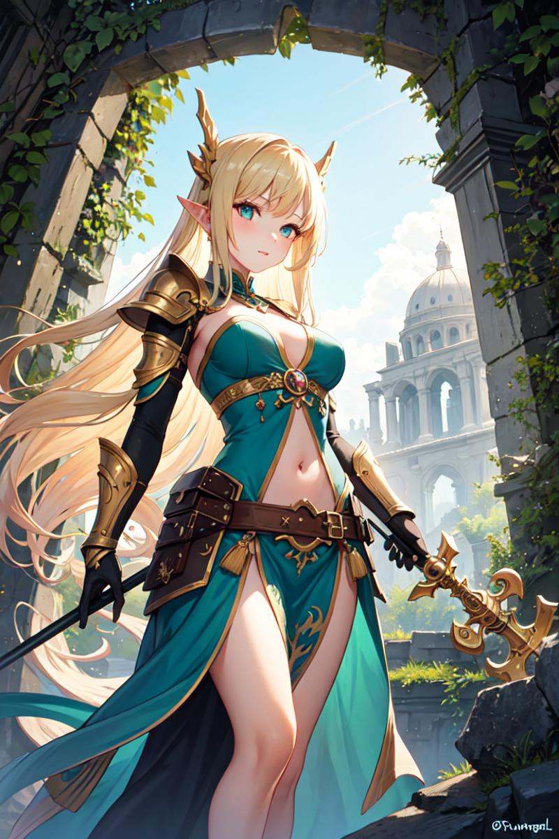 1girl,  fantasy armor,  long blonde hair on Tensor.Art