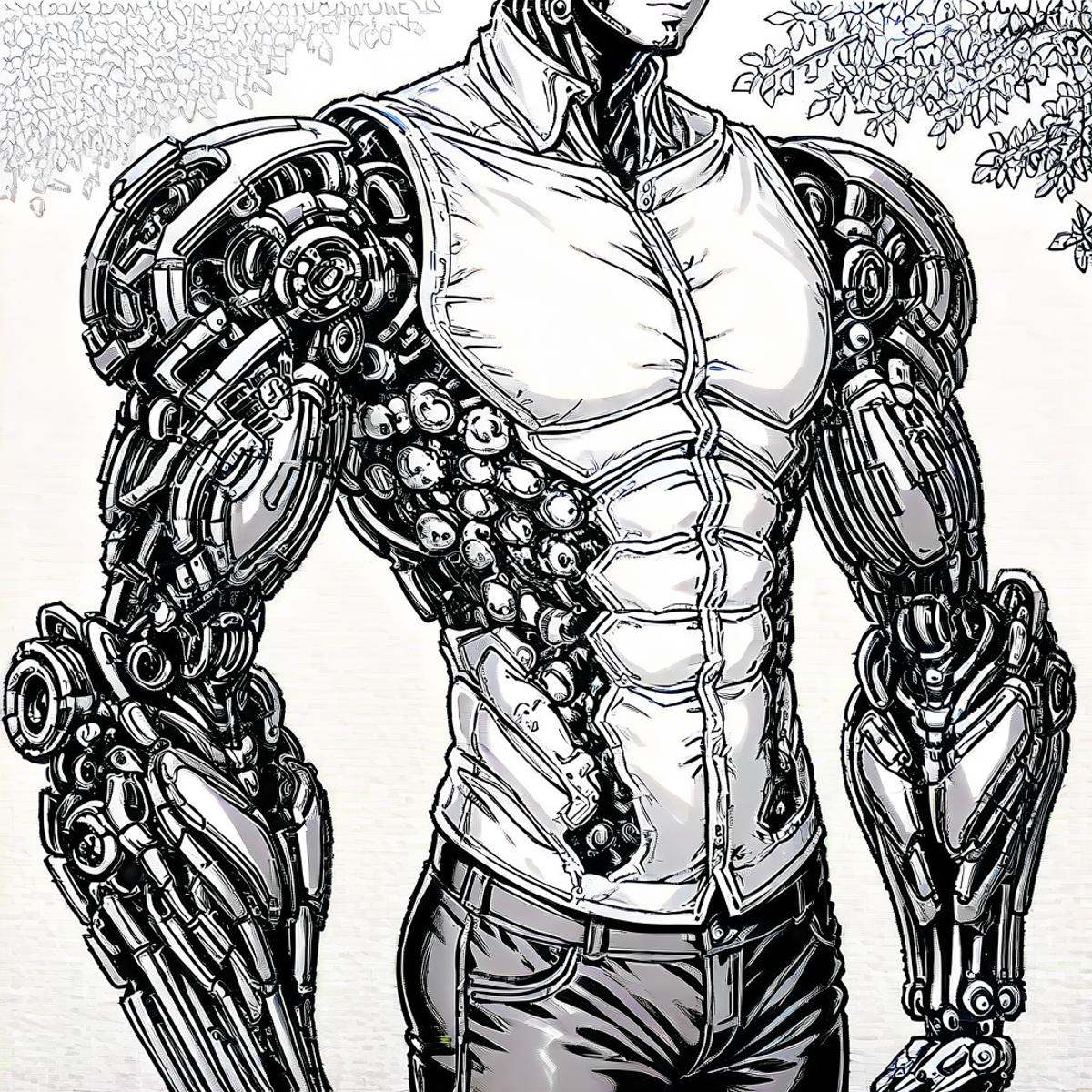 mechanical arms,  greyscale,  simple background on Tensor.Art
