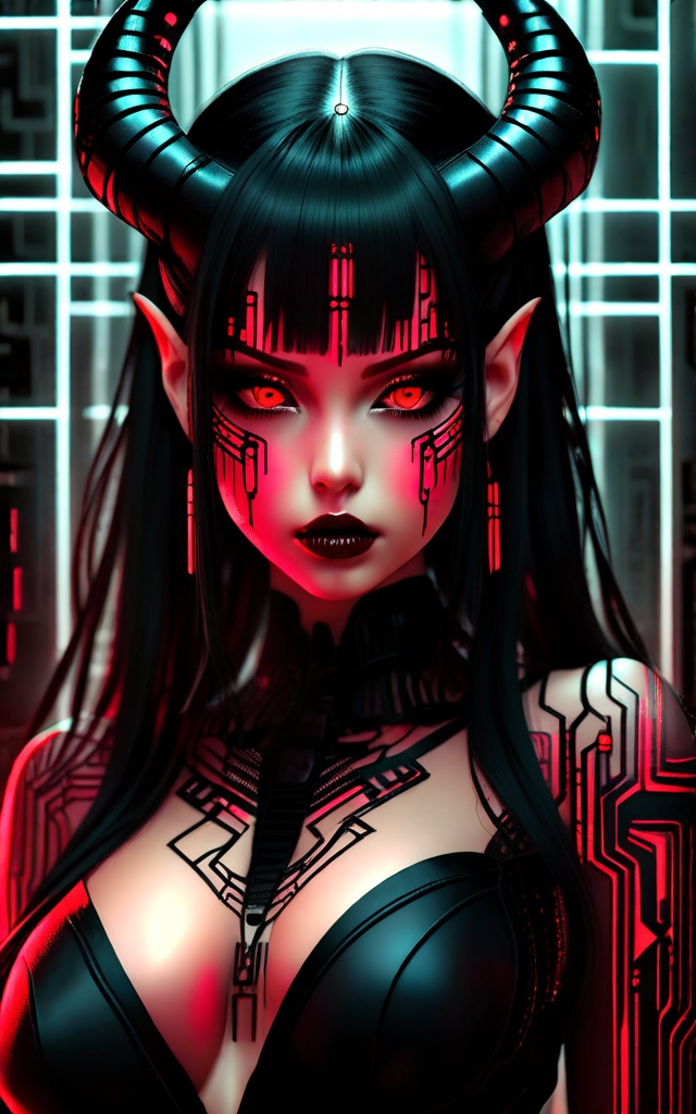 Super face Closeup Portrait,  cyberpunk face augmentation,  black color circuit board tattoos on face) on Tensor.Art