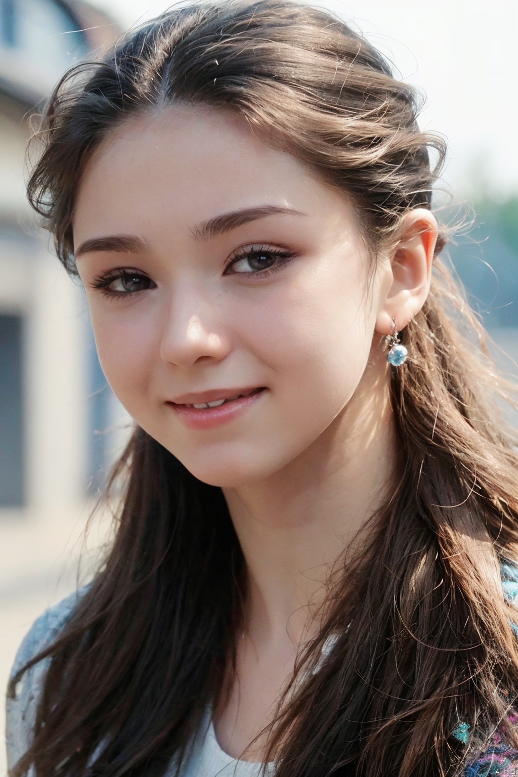  (RAW photo, 4k, realistic, exquisitely detailed skin),masterpiece,best quality,unity 8k wallpaper,ultra detailed,cinematic look,natural skin texture,extremely realistic skin texture,finely detailed face,(film grain:1.2),cinematic angle,Fujifilm XT3,,(highlydetailed),1girl, ear piercing, earrings, food, fruit, jewelry, lips, long hair, piercing, realistic, smile, solo, teeth