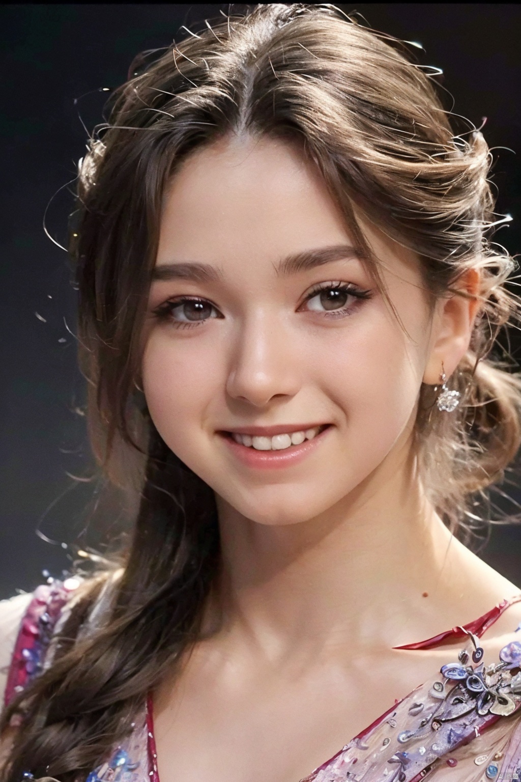  (RAW photo, 4k, realistic, exquisitely detailed skin),masterpiece,best quality,unity 8k wallpaper,ultra detailed,cinematic look,natural skin texture,extremely realistic skin texture,finely detailed face,(film grain:1.2),cinematic angle,Fujifilm XT3,,(highlydetailed),1girl, ear piercing, earrings, food, fruit, jewelry, lips, long hair, piercing, realistic, smile, solo, teeth