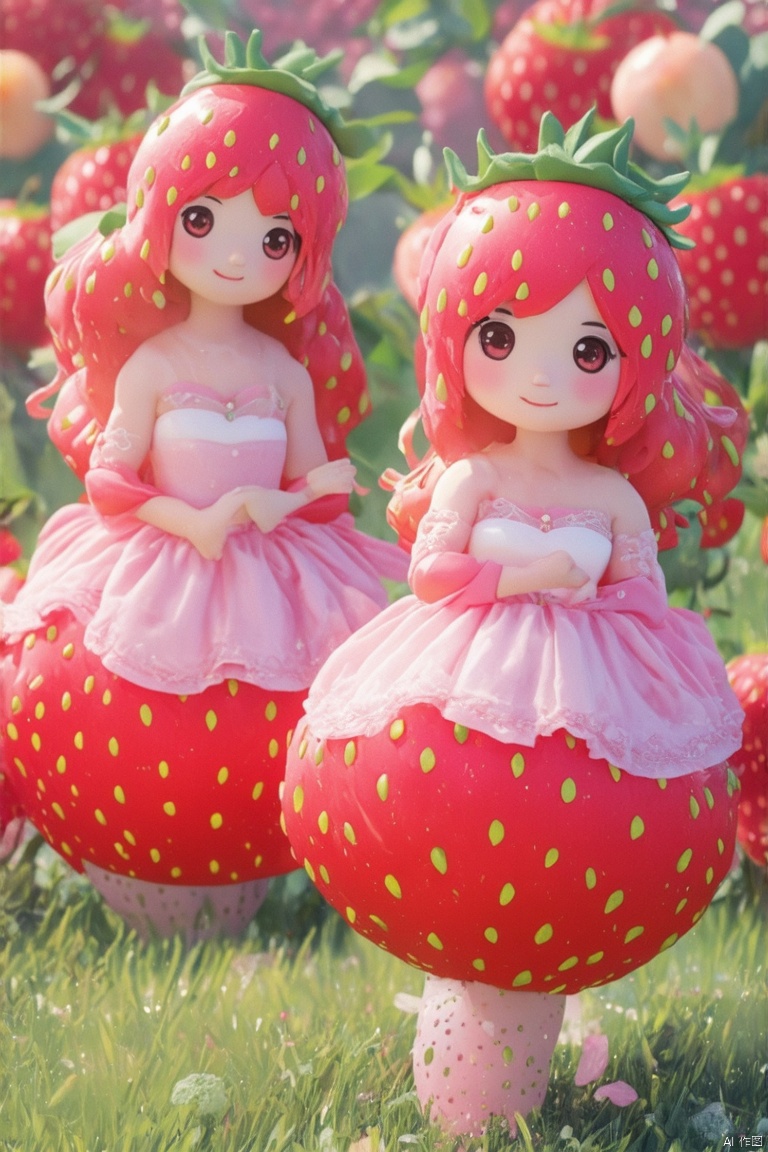 cute_ni
In a lively Anime-style scene, a bunch of anthropomorphic strawberry princesses are standing gracefully, wearing charming dresses, their looks brimming with sweetness. They are having a tea party. The camera records the scene from a side angle, with a background of a colorful, fragrant fruit garden, filled with charm and joy, all in 8K cinematic quality.