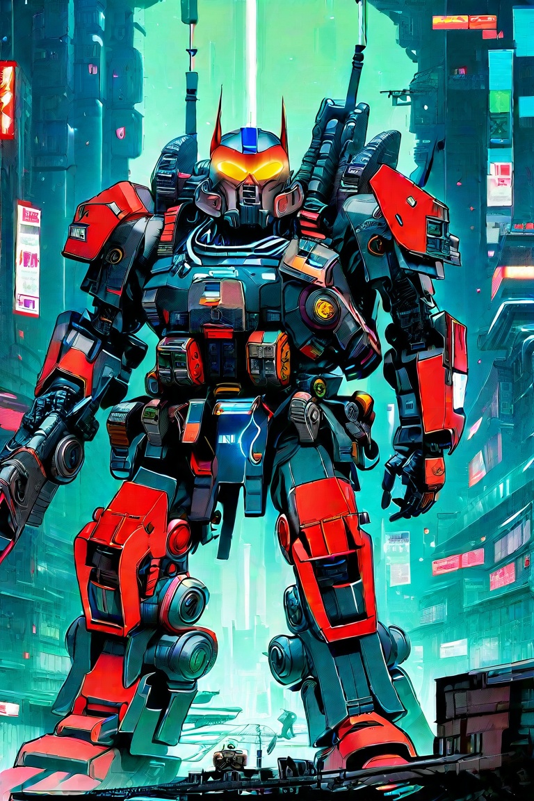 Prompt: In a dystopian cyberpunk future,  a mesmerizing propaganda poster beckons viewers to enlist in the military. Combi...
