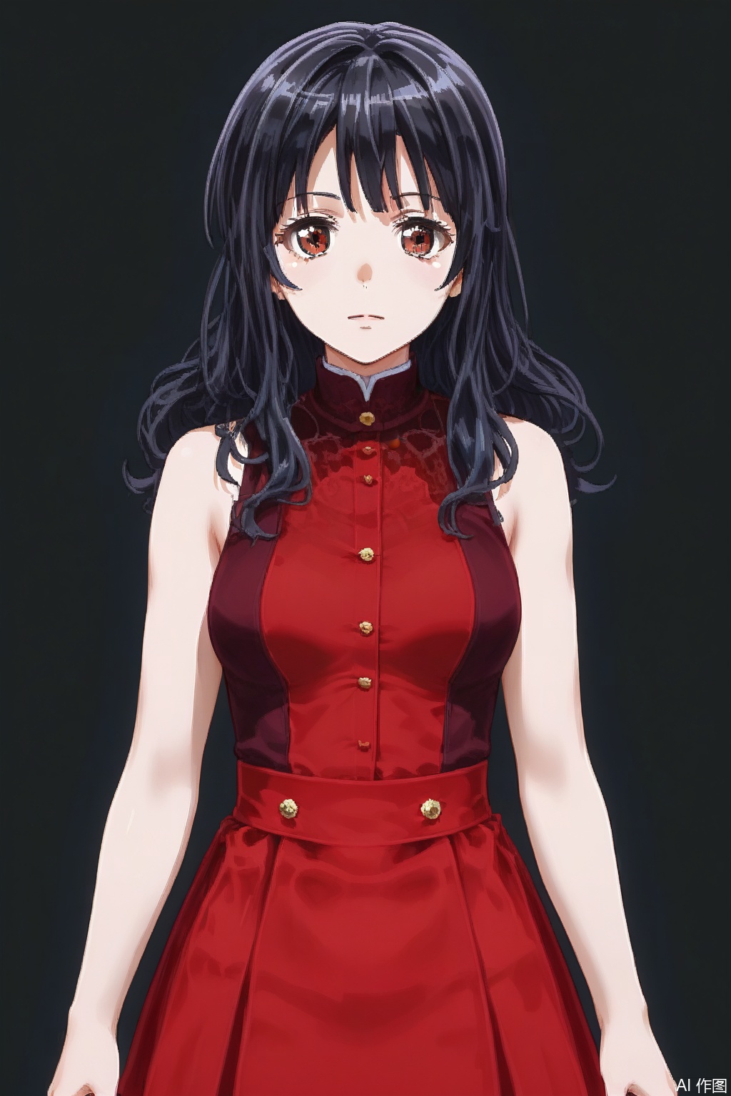masterpiece, best quality,solo,((white background:1.2)),simple background,
looking at viewer,yuri,black hair,red eyes,brown eyes