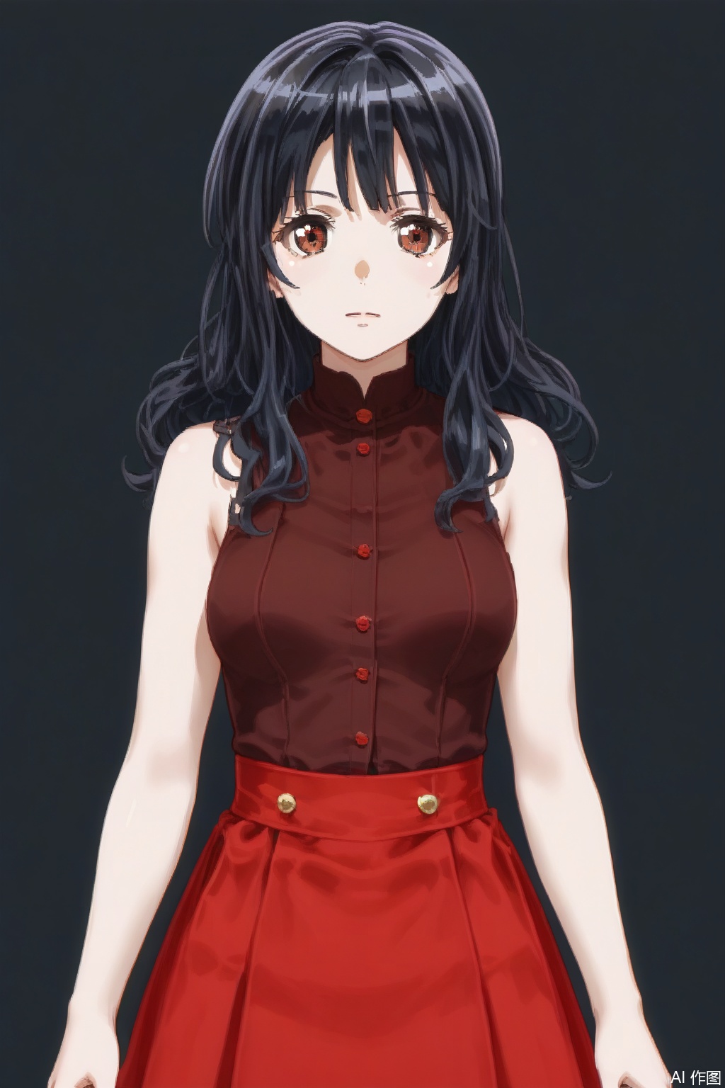 masterpiece, best quality,solo,((white background:1.2)),simple background,
looking at viewer,yuri,black hair,red eyes,brown eyes