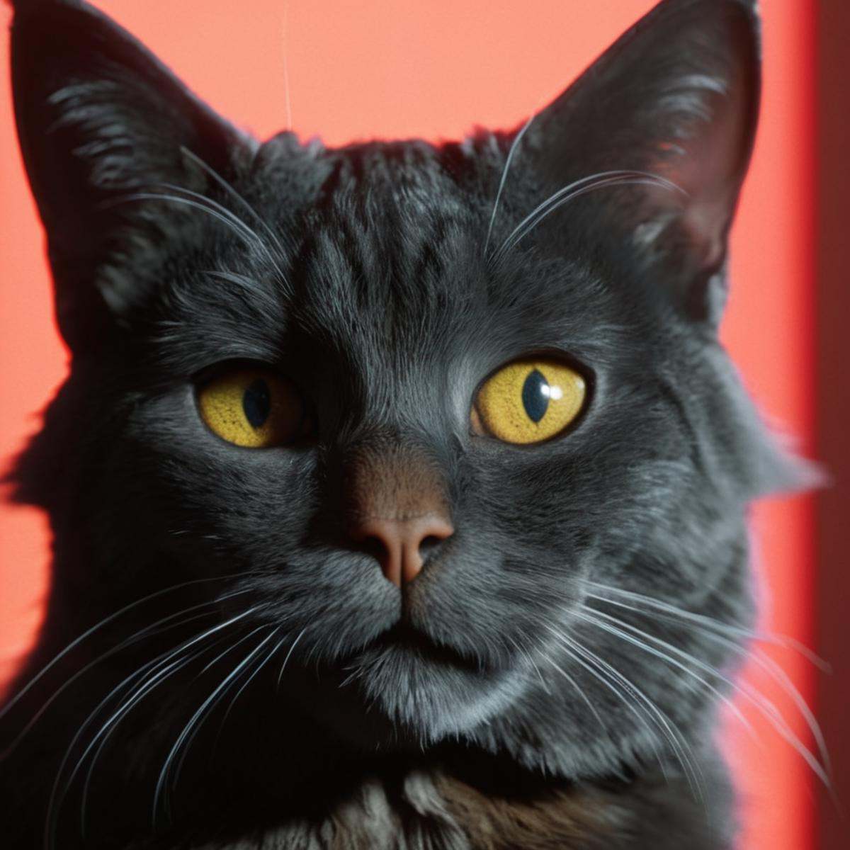 cinematic film still of An Unreal Engine image of a cat sitting in front of a window looking at a neon sign,  no humans,...