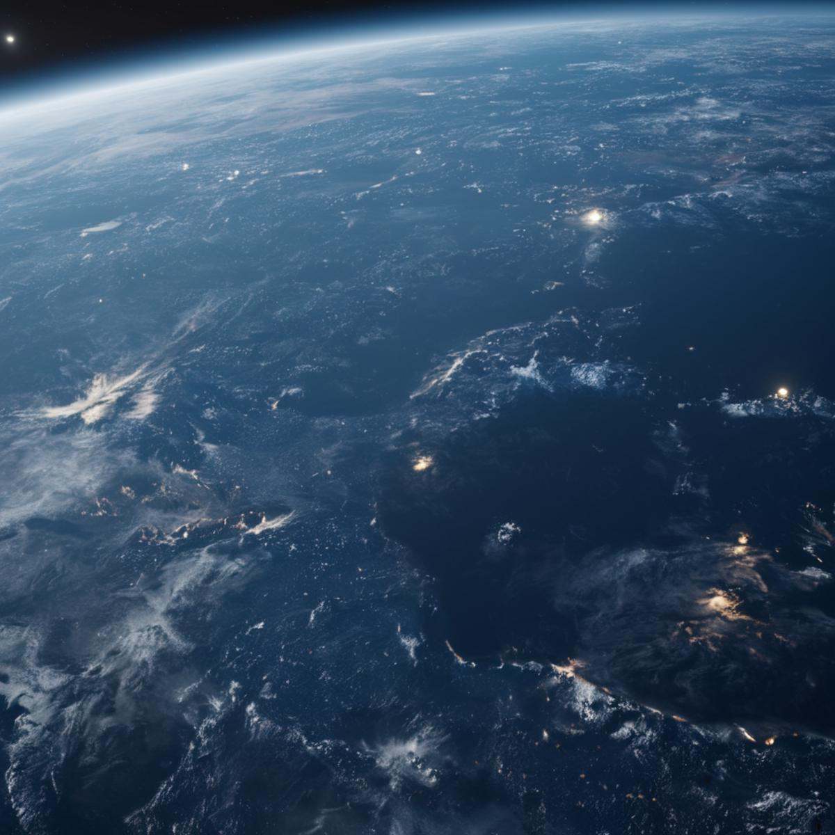 cinematic film still of An Unreal Engine image of a view of the earth from space with a moon in the background,  sky,  no...