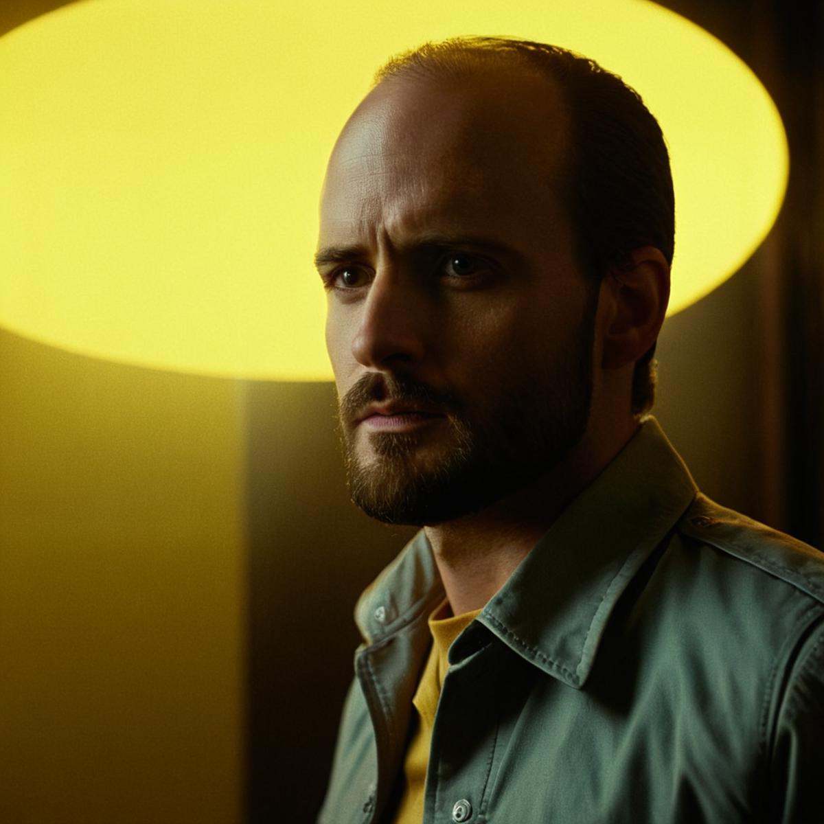 cinematic film still of perfection style detailed A beautiful Anamorphic format film photo of a man standing in front of a...