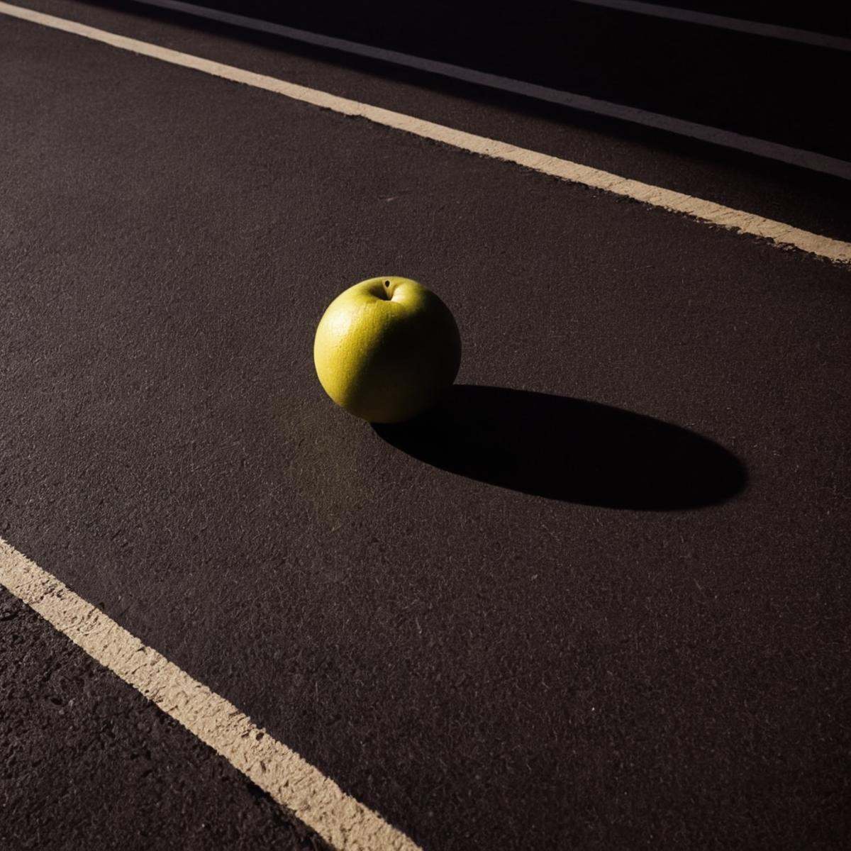 cinematic film still of perfection style detailed Chiaroscuro Lighting Style of a shadow of a fruit on a table,  sharp,  d...