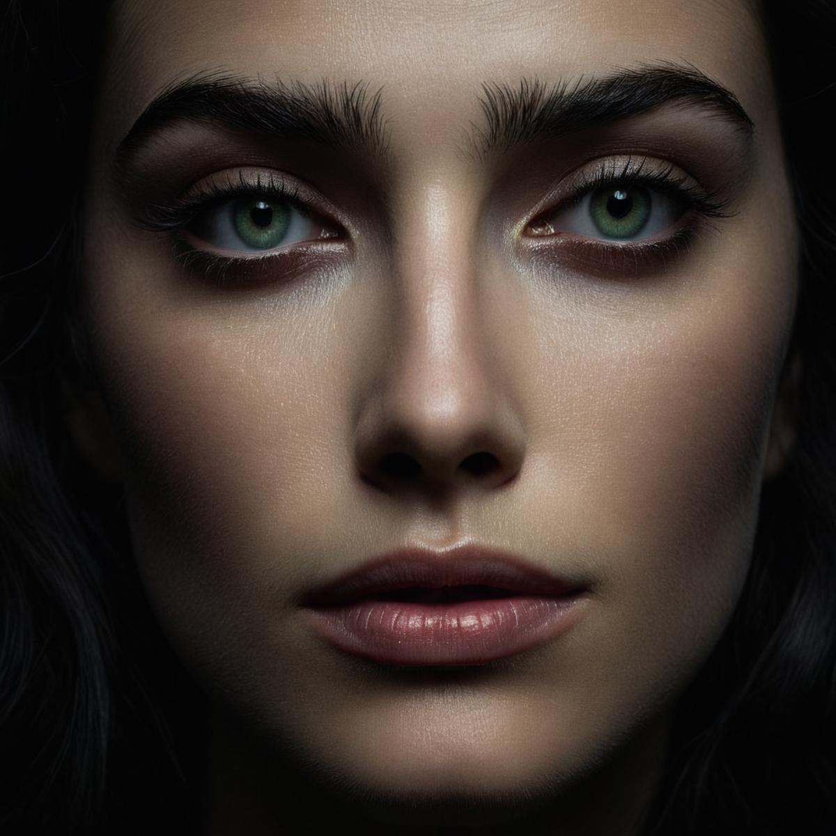 cinematic film still of cinematic color motion picture film styleChiaroscuro Lighting Style of a woman with a dark hair an...