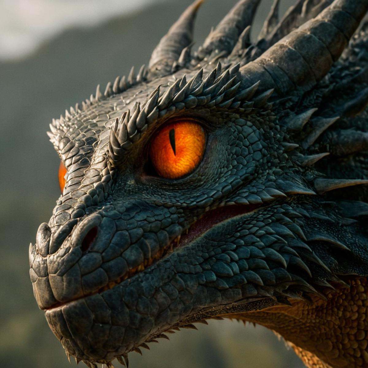 cinematic film still of In perfect eye style a photo of a Different sclera eyes of a close up of a full dragon's eye with...