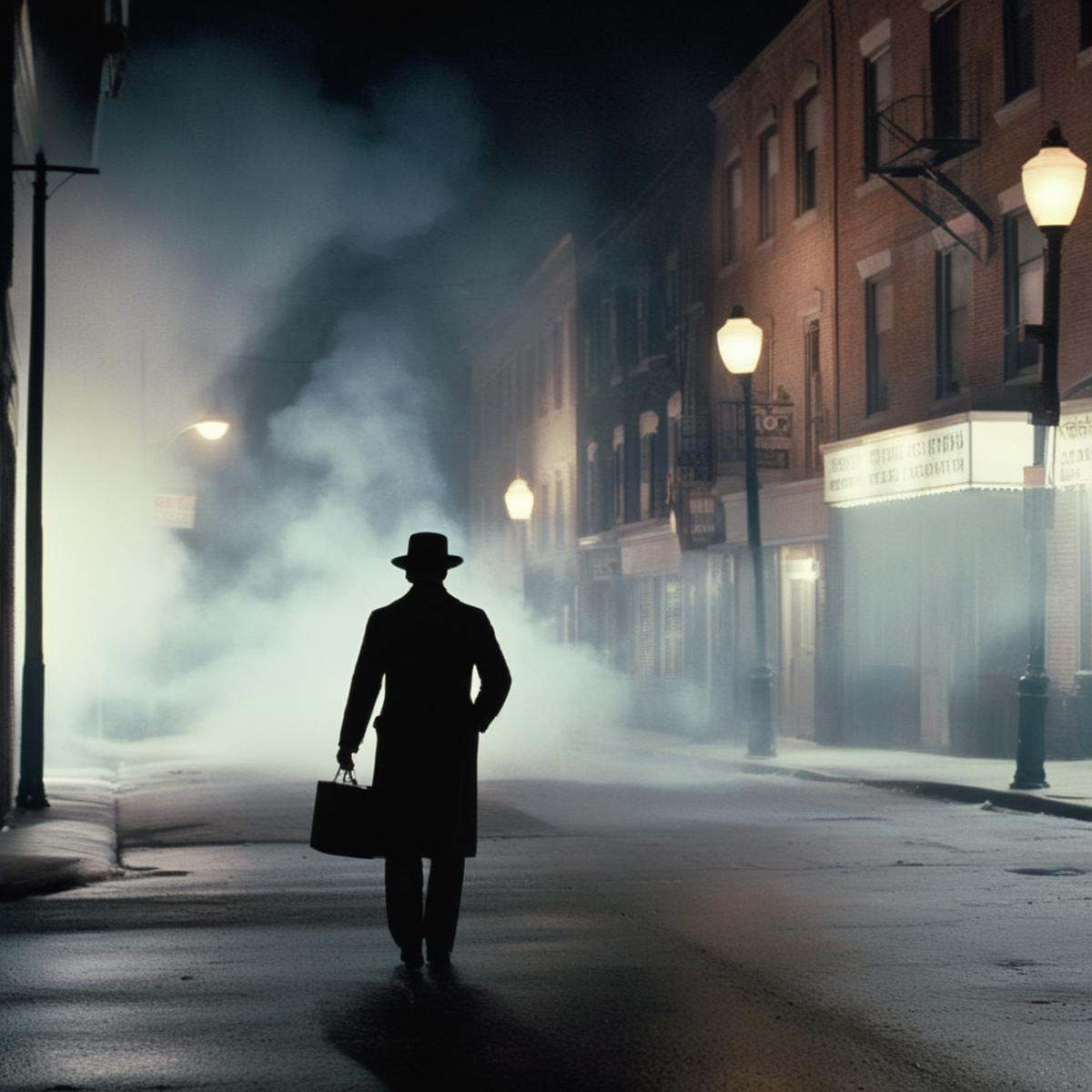 (Sharp Detailed Image)1970's An Oscar winning horror movie for Best Cinematography a man in a classic hat and coat walking...