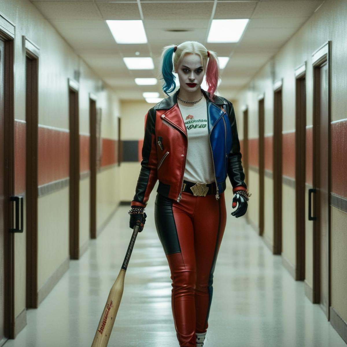 (Sharp Detailed Image)An Oscar winning movie for Best Cinematography Harley Quinn a woman with a baseball bat in her hand...