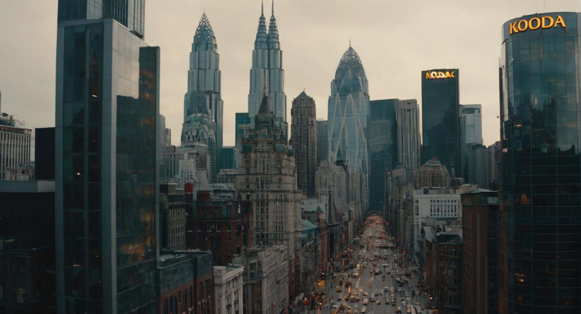cinematic film still of Cinematic Film stock footage in (arri alexa style) Kodak film print,  a futuristic city with a lot...