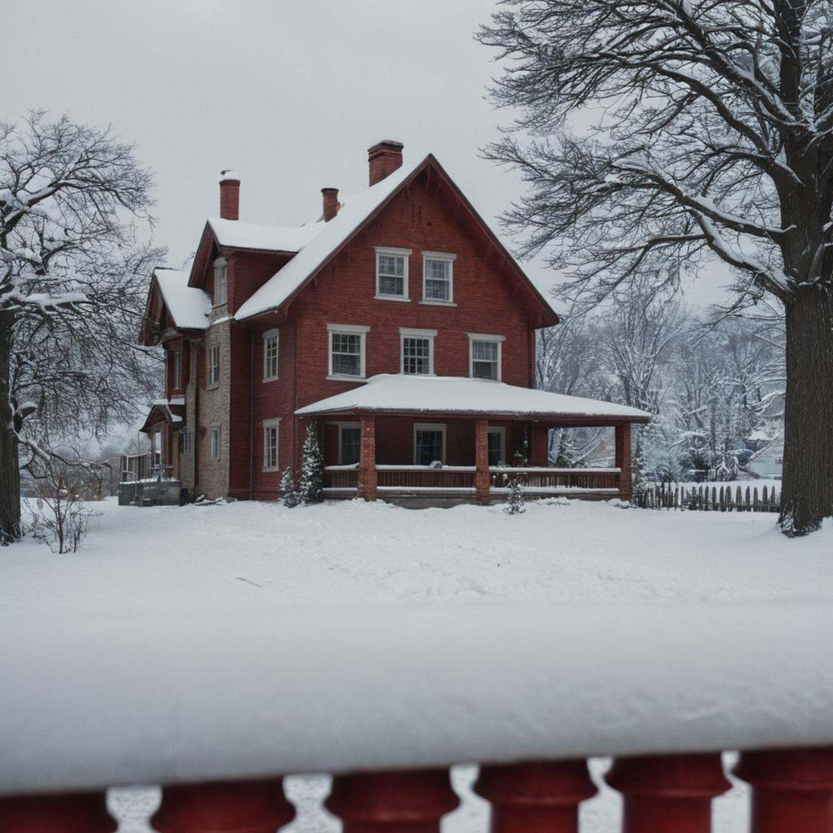 cinematic film still of sharp detailed,  a house with a snow covered roof and a fire hydrant,  outdoors on Tensor.Art