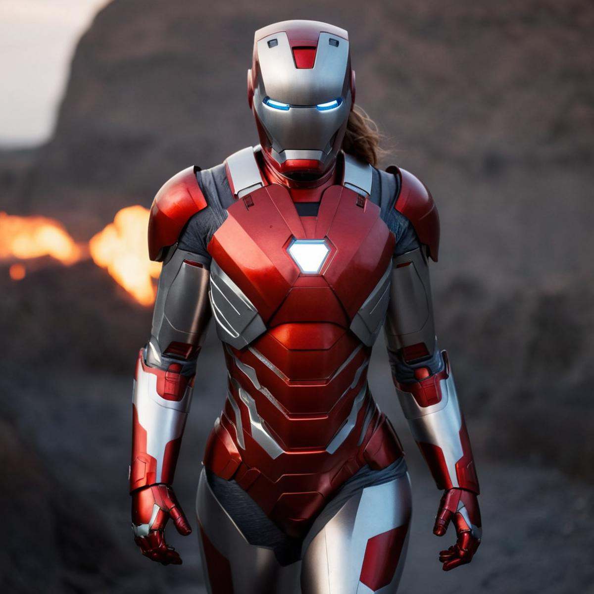 cinematic film still of cinematic film still of sharp detailed,  a woman in a red and silver suit,  1girl on Tensor.Art
