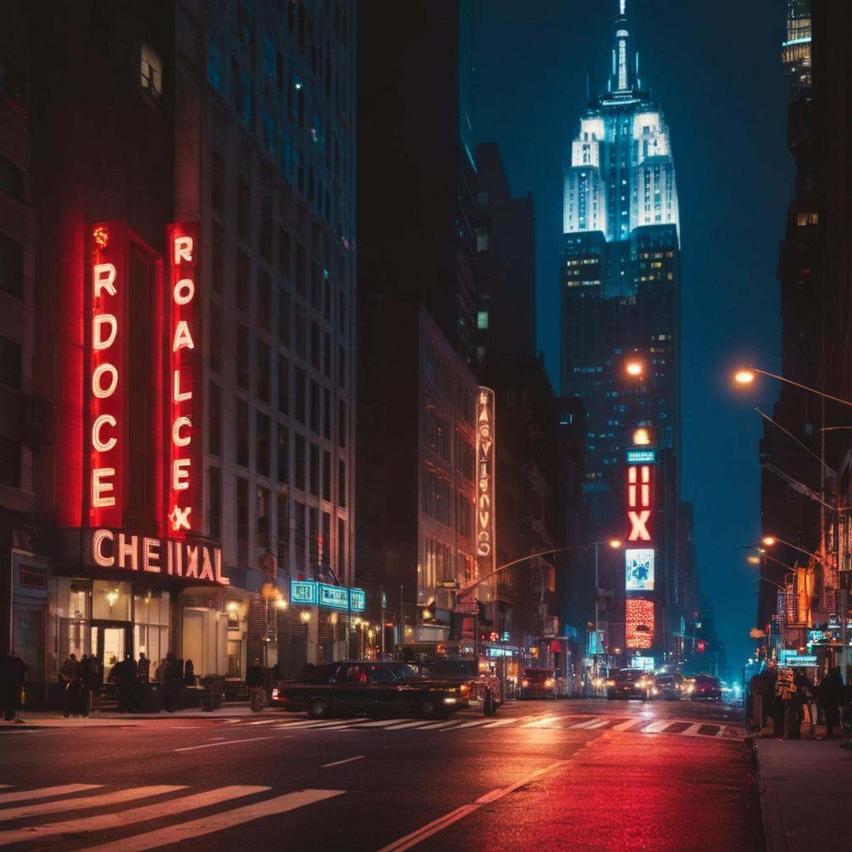 cinematic film still of redcode raw,  ARRIRAW,  christopher nolan's IMAX Best Cinematography a tall building lit up at nig...