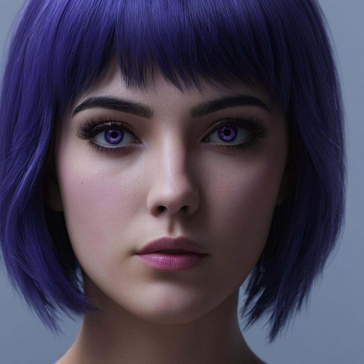 professional 3d model of in Hyperrealism style,  An Unreal Engine image of a woman with a purple and black hair,  1girl on...
