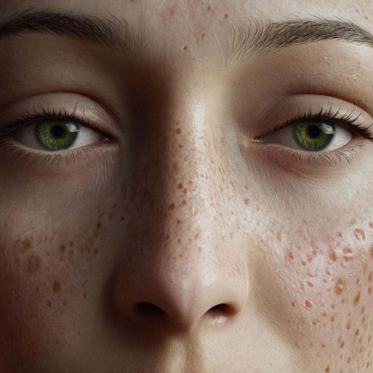 professional 3d model of in Hyperrealism style,  An Unreal Engine image of a close up of a woman with freckles on her face...