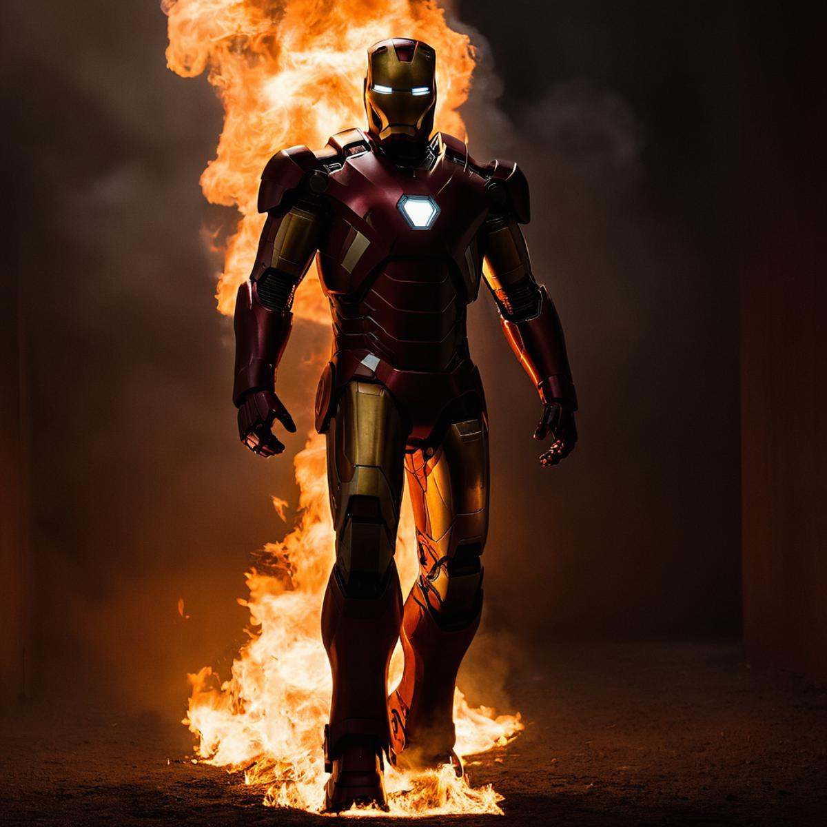cinematic film still of perfection style detailed underexposed:0.1 Best Cinematic wide view Picture of a man in iron man s...