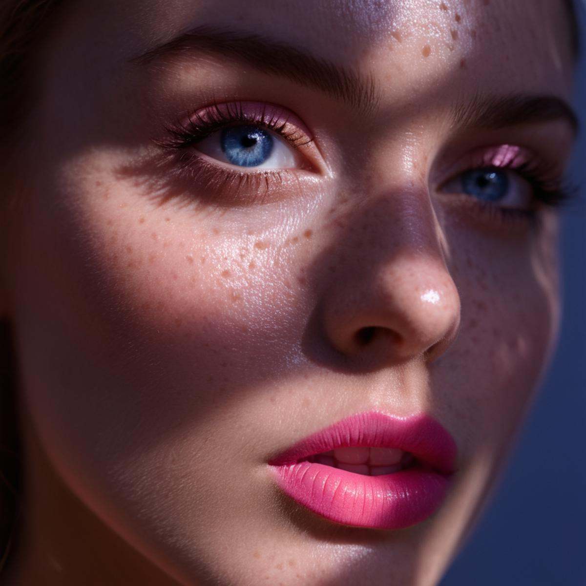 cinematic film still of A cucoloris patterned illumination casting a unique custom circular shape shadow on a woman with f...