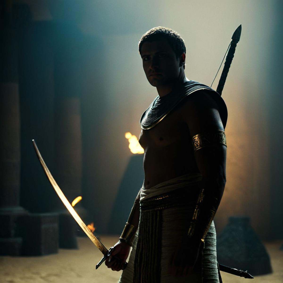 cinematic film still of 0 realism perfect Unreal Engine style Chiaroscuro Lighting Style ancient egyptian styleLong time a...
