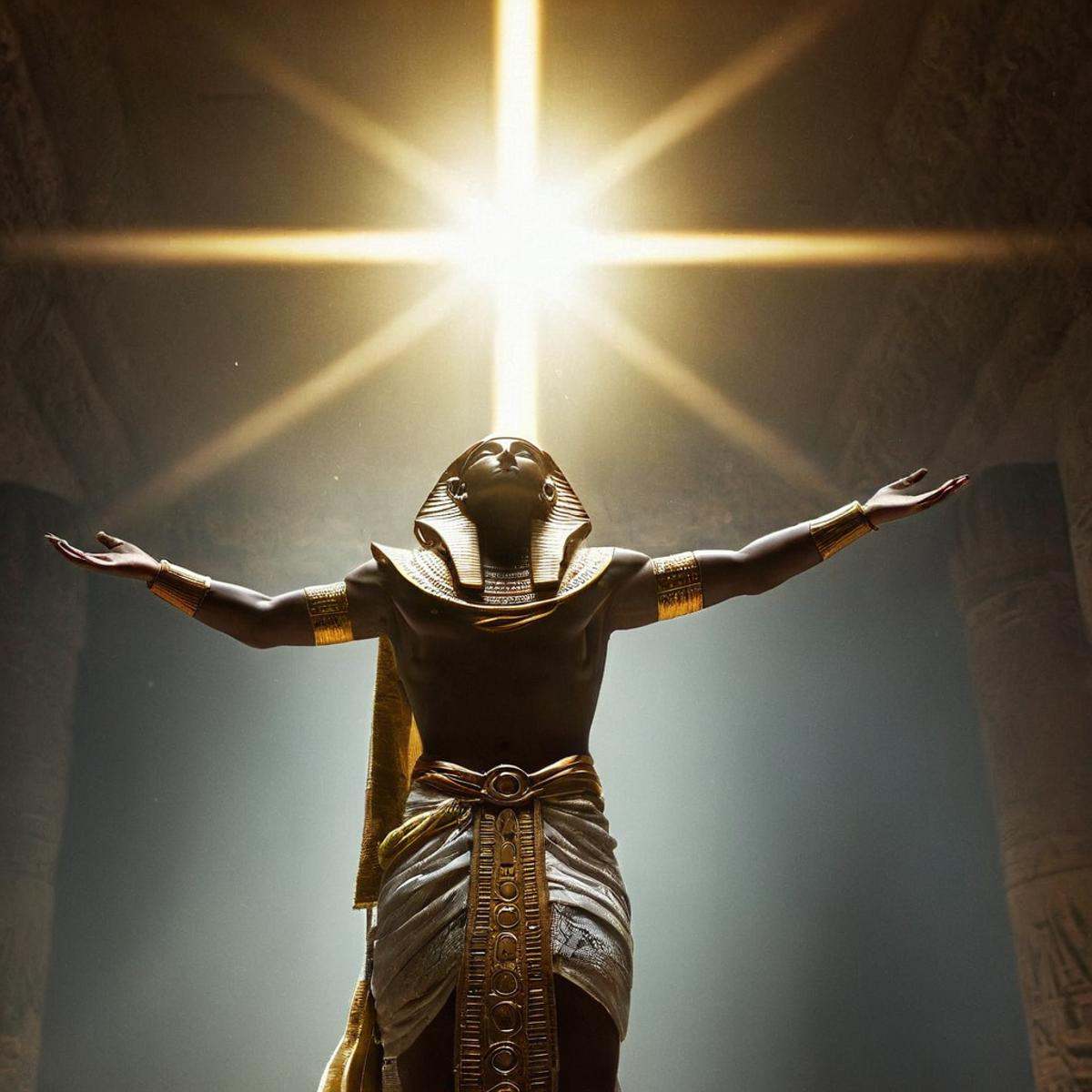 cinematic film still of 0 realism perfect Unreal Engine style Chiaroscuro Lighting Style Long time ago In ancient Egypt,...