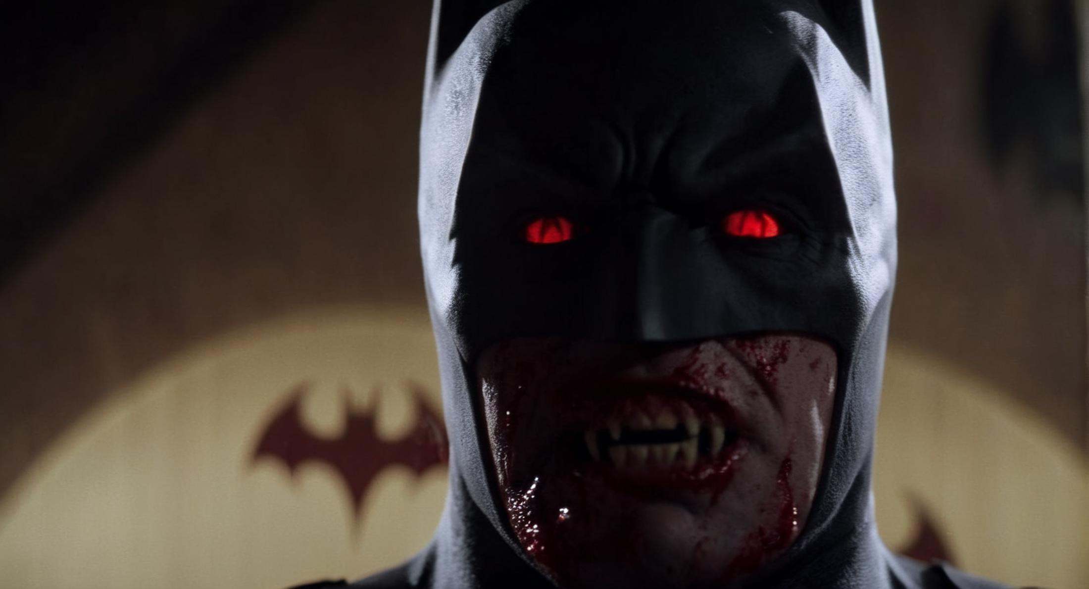 cinematic film still of Cinematic Film stock footage in (arri alexa style) Kodak film print,  Batman Vampire a close up of...