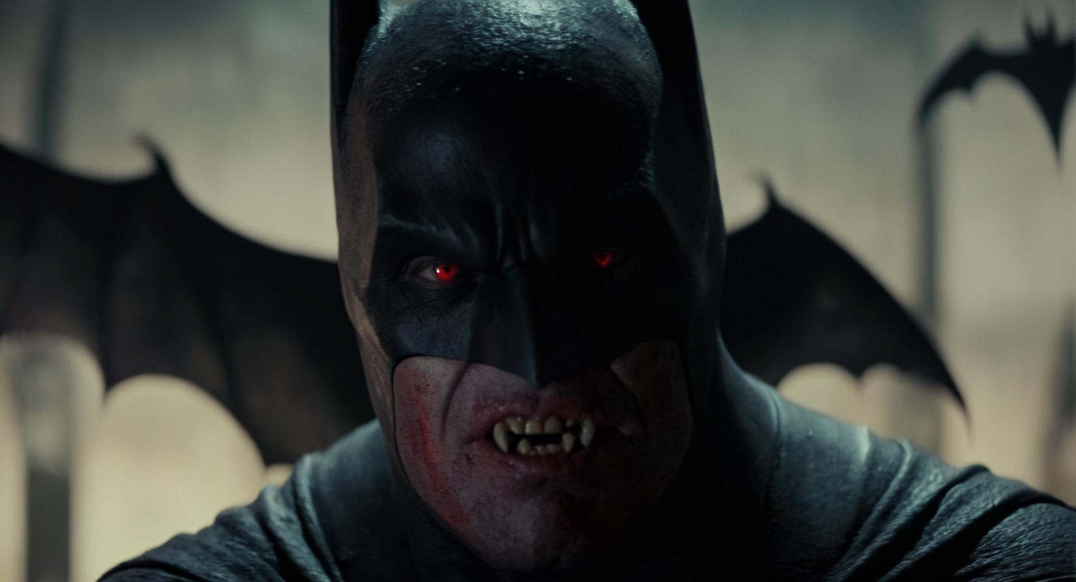 cinematic film still of Cinematic Film stock footage in (arri alexa style) Kodak film print,  Batman Vampire a painting of...