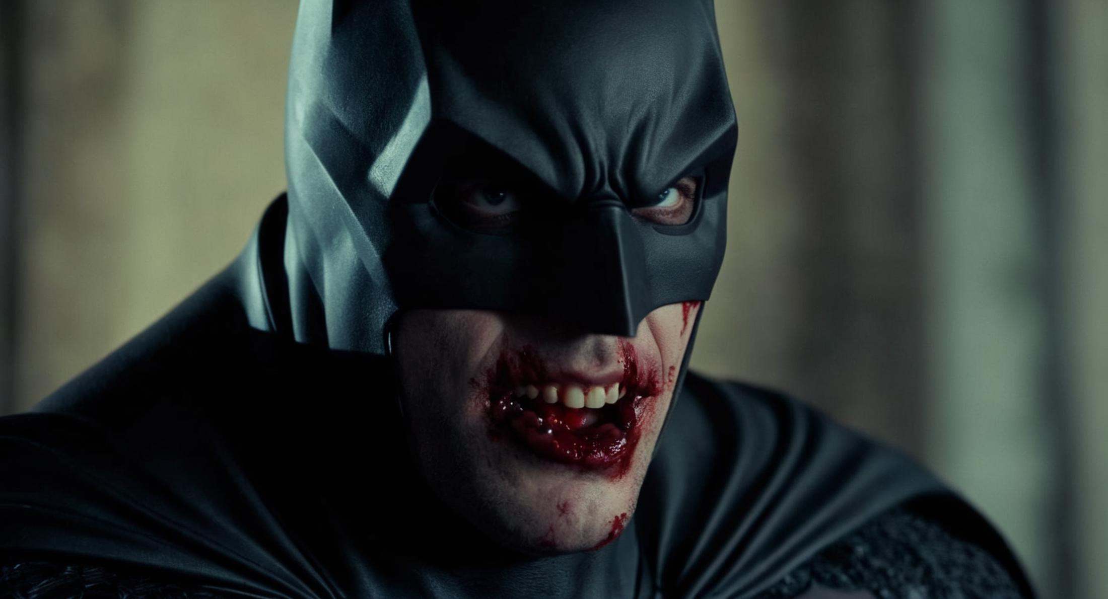 cinematic film still of Cinematic Film stock footage in (arri alexa style) Kodak film print,  Batman Vampire a batman with...