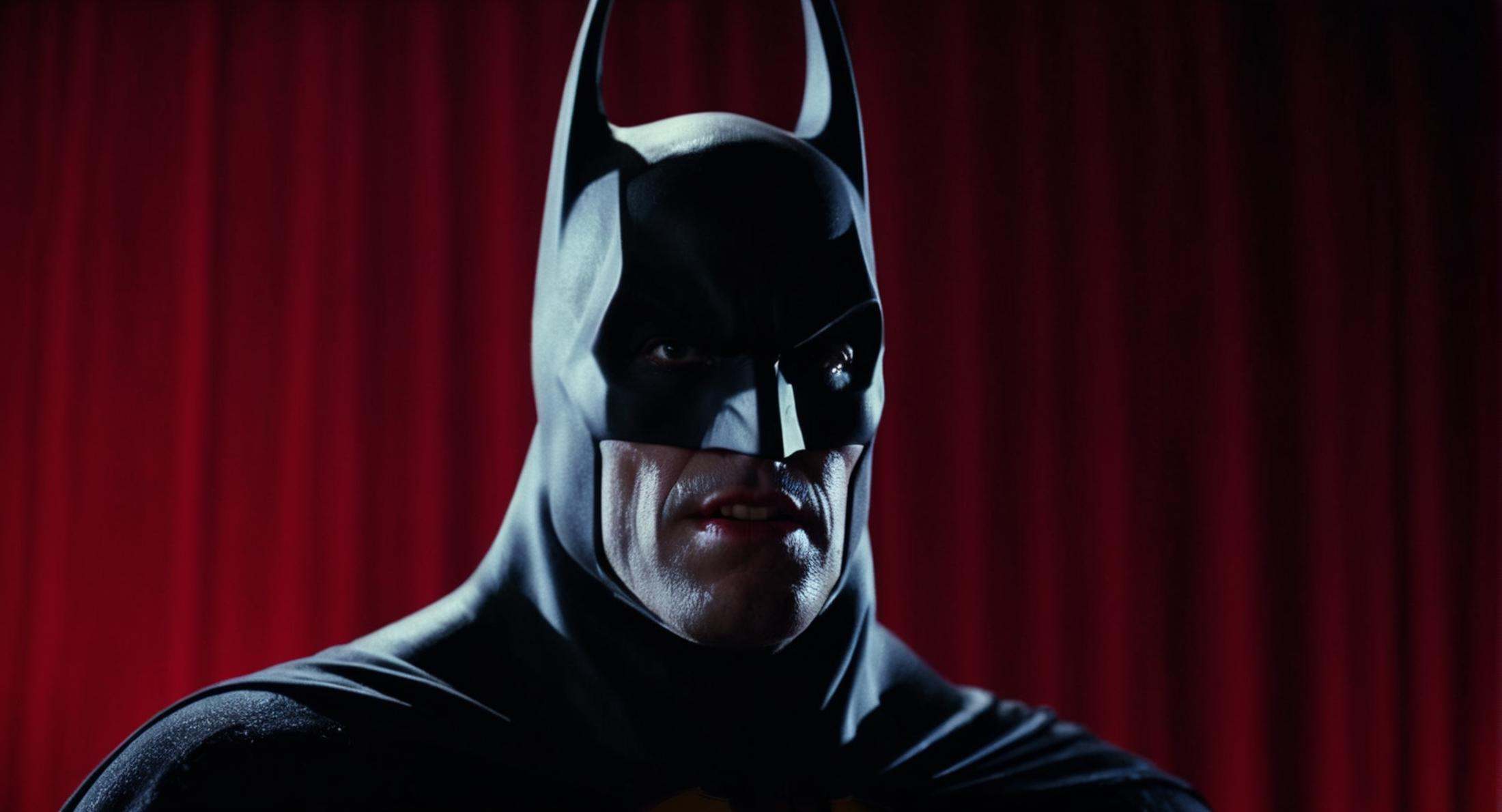 cinematic film still of Cinematic Film stock footage in (arri alexa style) Kodak film print,  Batman Vampire a batman vill...