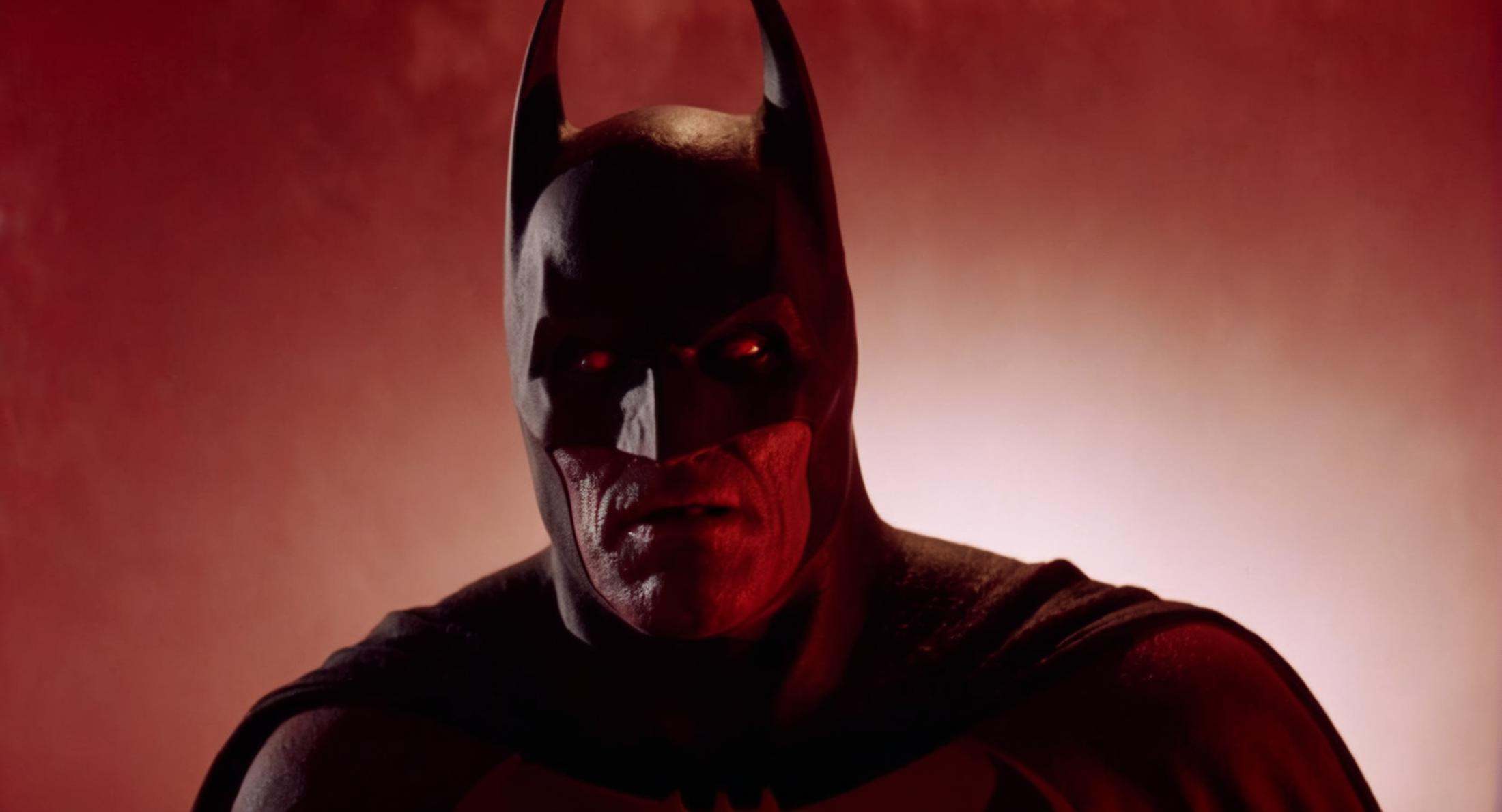 cinematic film still of Cinematic Film stock footage in (arri alexa style) Kodak film print,  Batman Vampire a batman vill...