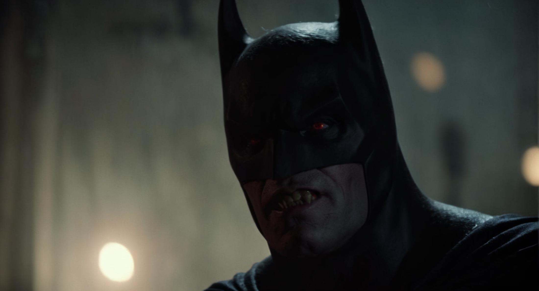 cinematic film still of Cinematic Film stock footage in (arri alexa style) Kodak film print,  Batman Vampire a batman vill...
